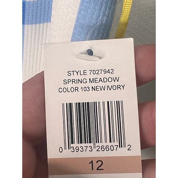 NWT CeCe Spring Meadow Floral Grid Dress New Ivory Women's Size 12 - Picture 7 of 12